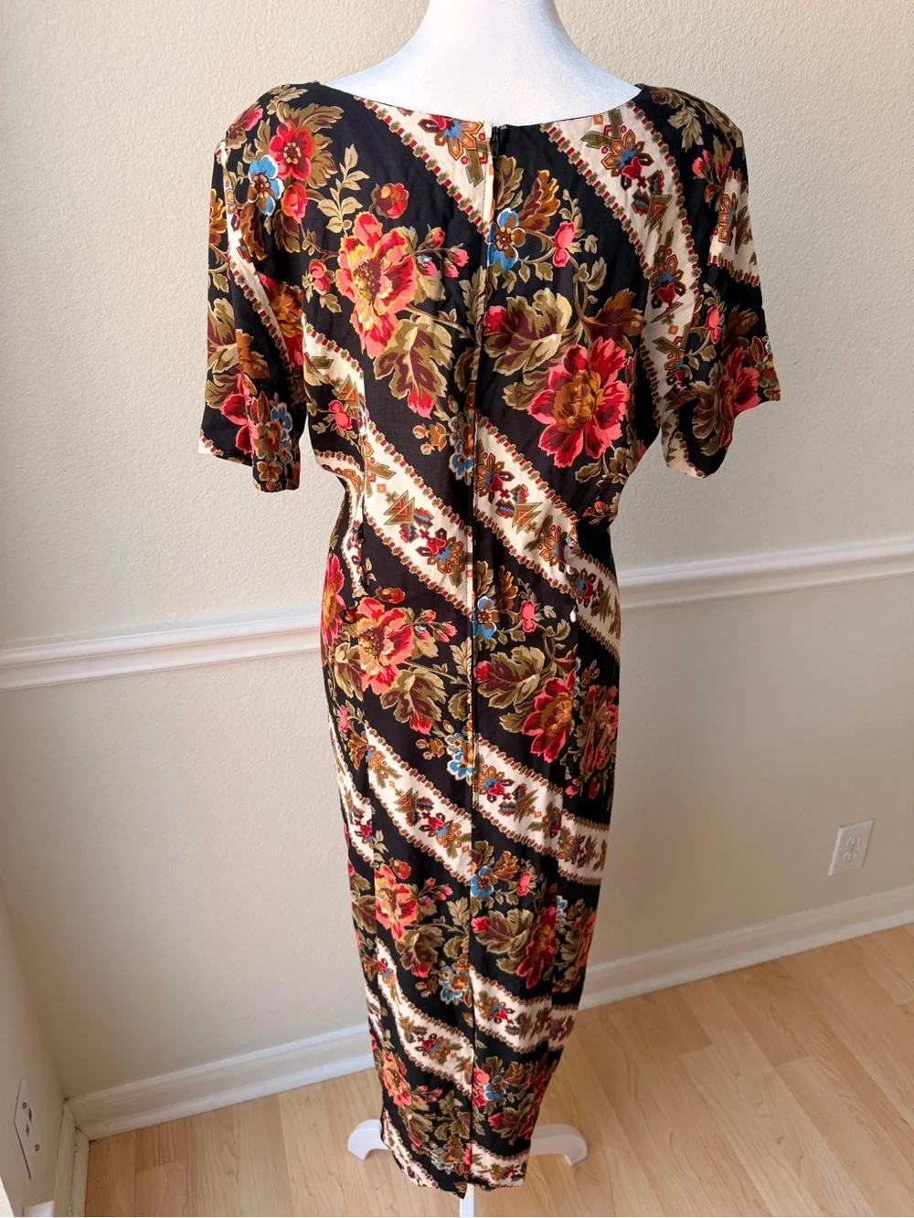 Vintage‎ Nina Piccalino Floral Southwestern Midi Dress Romantic Folk Festival